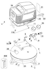 Page A Diagram and Parts List for 919-16537 Type 1 Black and Decker Compressor